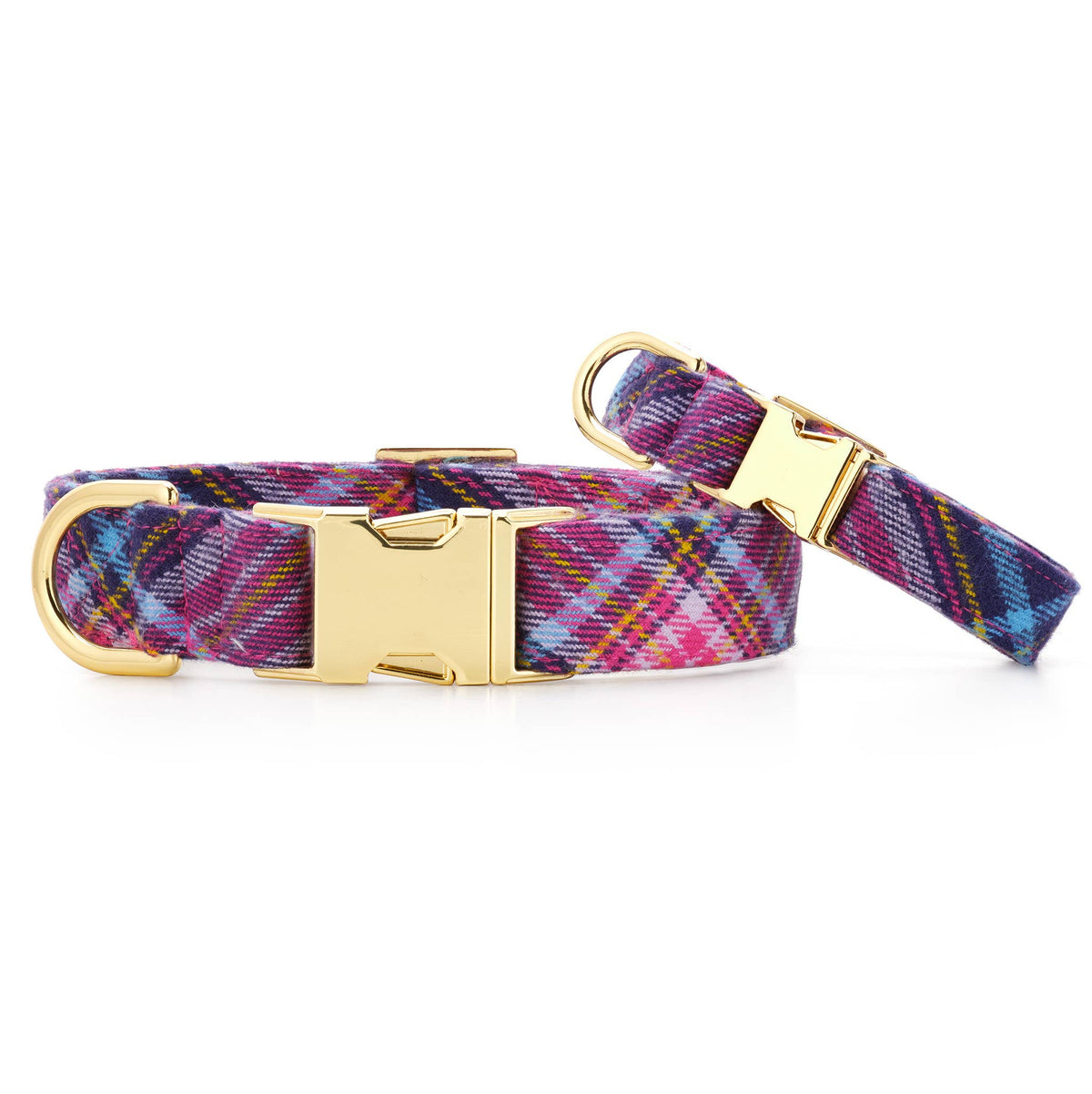 Camilla plaid flannel fall dog collar with gold hardware - view 3
