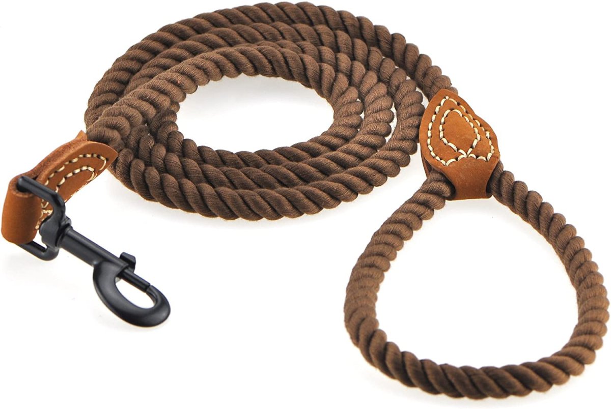 4 ft Rope Dog Leash with Leather Handle