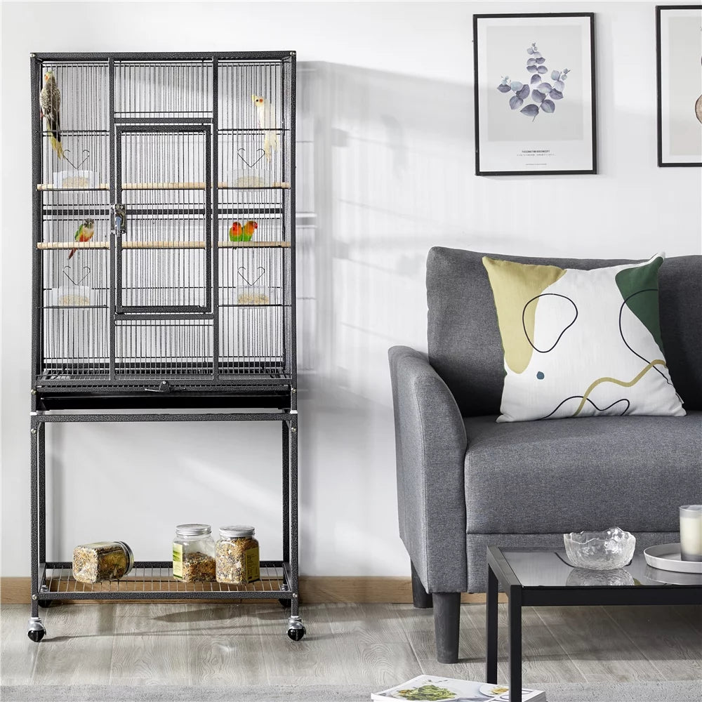 53.7 in Rolling Bird Cage with Stand
