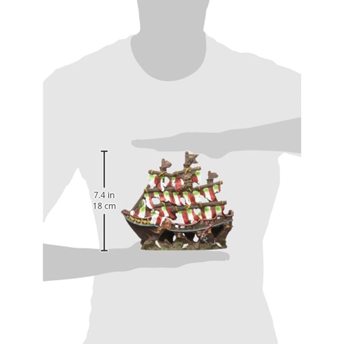 Striped Pirate Ship Aquarium Ornament
