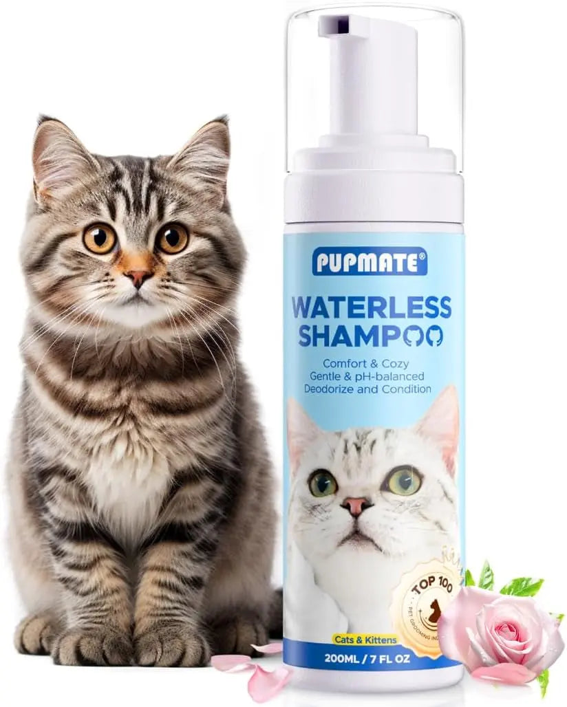 Waterless Cat Shampoo with Brush, No-Rinse