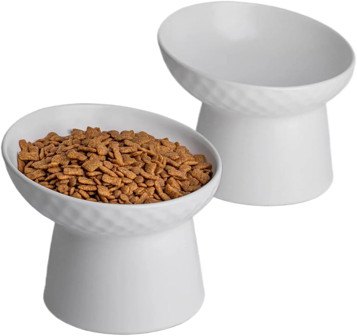 Raised Tilted Ceramic Cat Bowls, Set of 2