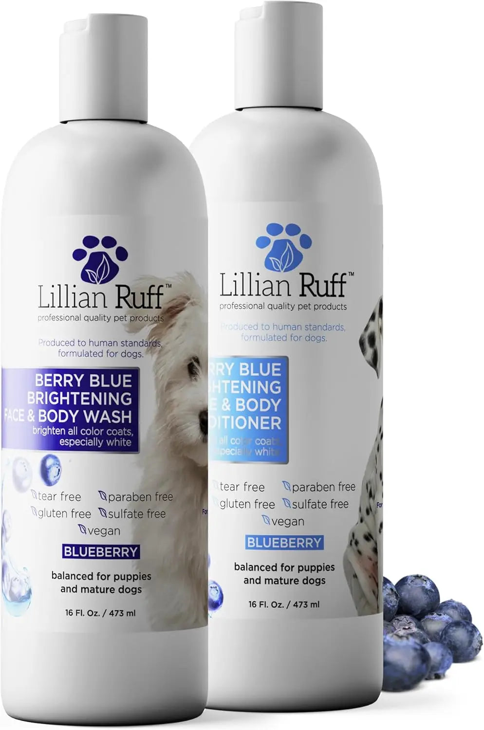 Lillian Ruff Berry Blue Brightening Dog Shampoo and Conditioner Set