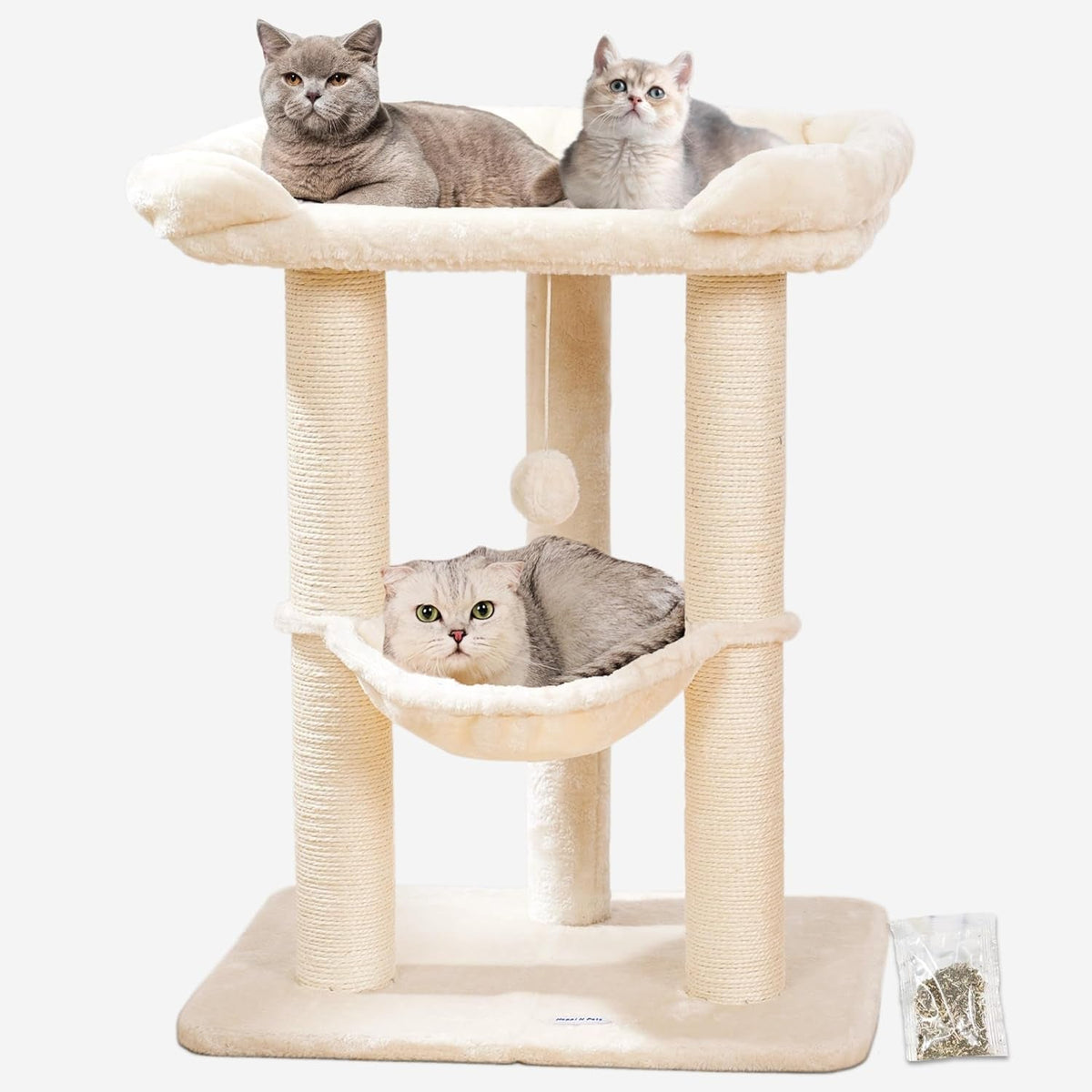 28 in Cat Tree with Window Perch, Hammock and Scratching Post