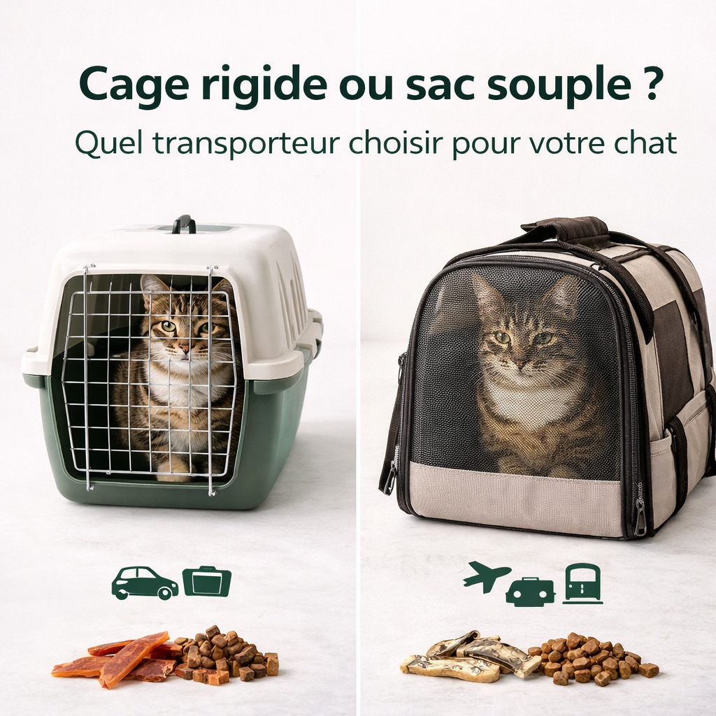 Transporteur pour chat : cage rigide ou sac souple ? Guide complet 2026