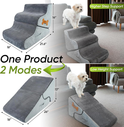 2-in-1 Dog Ramp and Steps for Beds and Sofas
