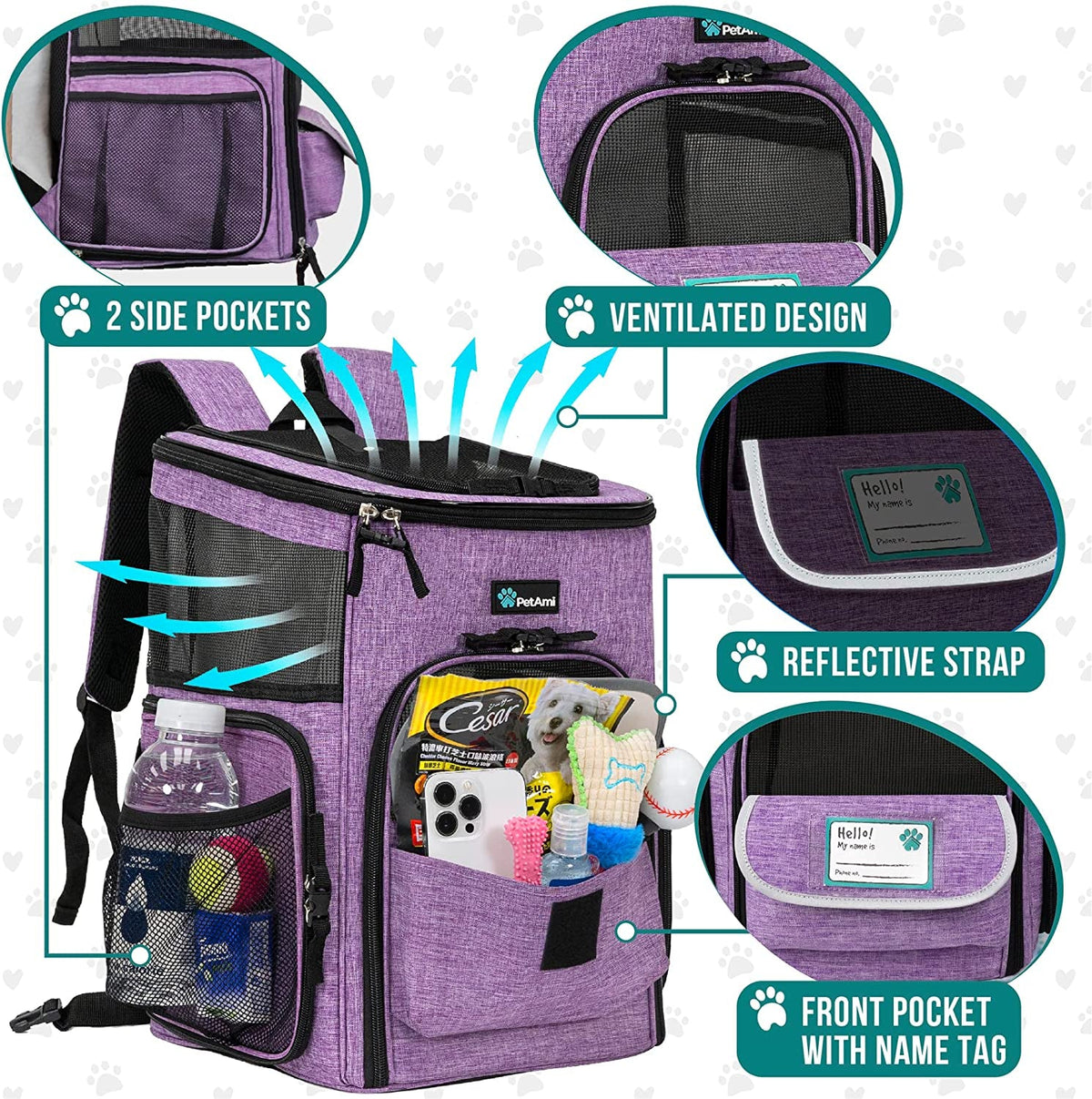 PetAmi Pet Carrier Backpack for Dogs and Cats