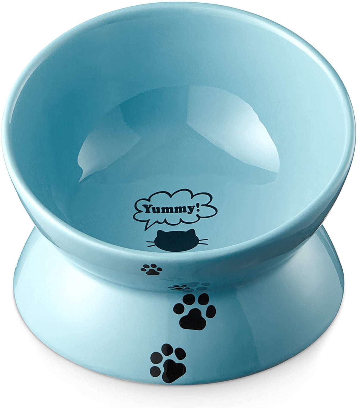 Tilted Elevated Ceramic Cat Bowl, Lake Blue