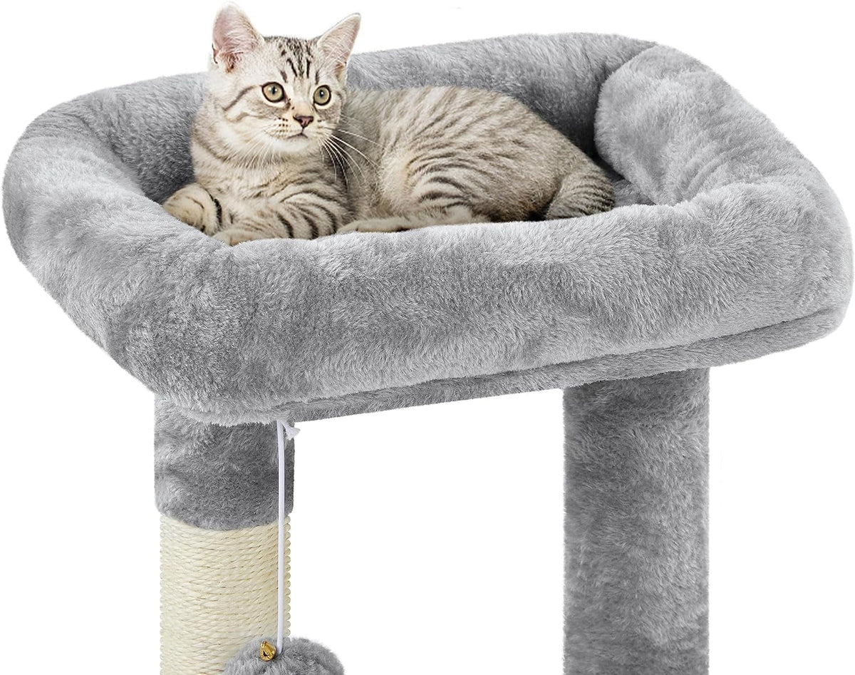 Plush Cat Tower with Condo, Basket and 3 Scratching Posts