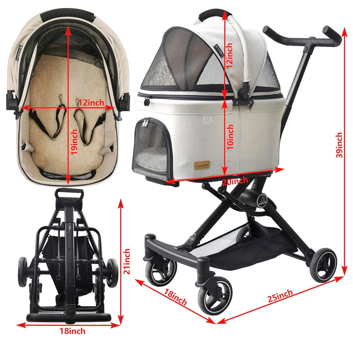 3-in-1 Pet Stroller and Travel System, Up to 30 lbs