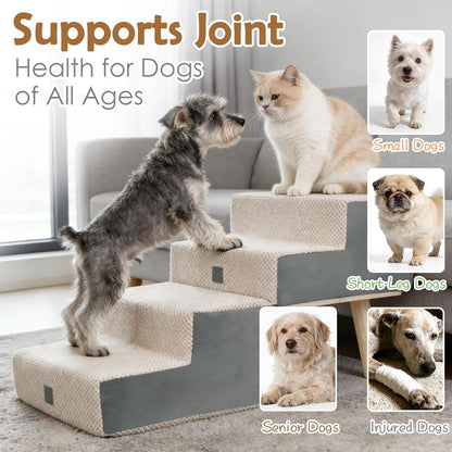 4-Step Foldable Dog Stairs and Ottoman Ramp
