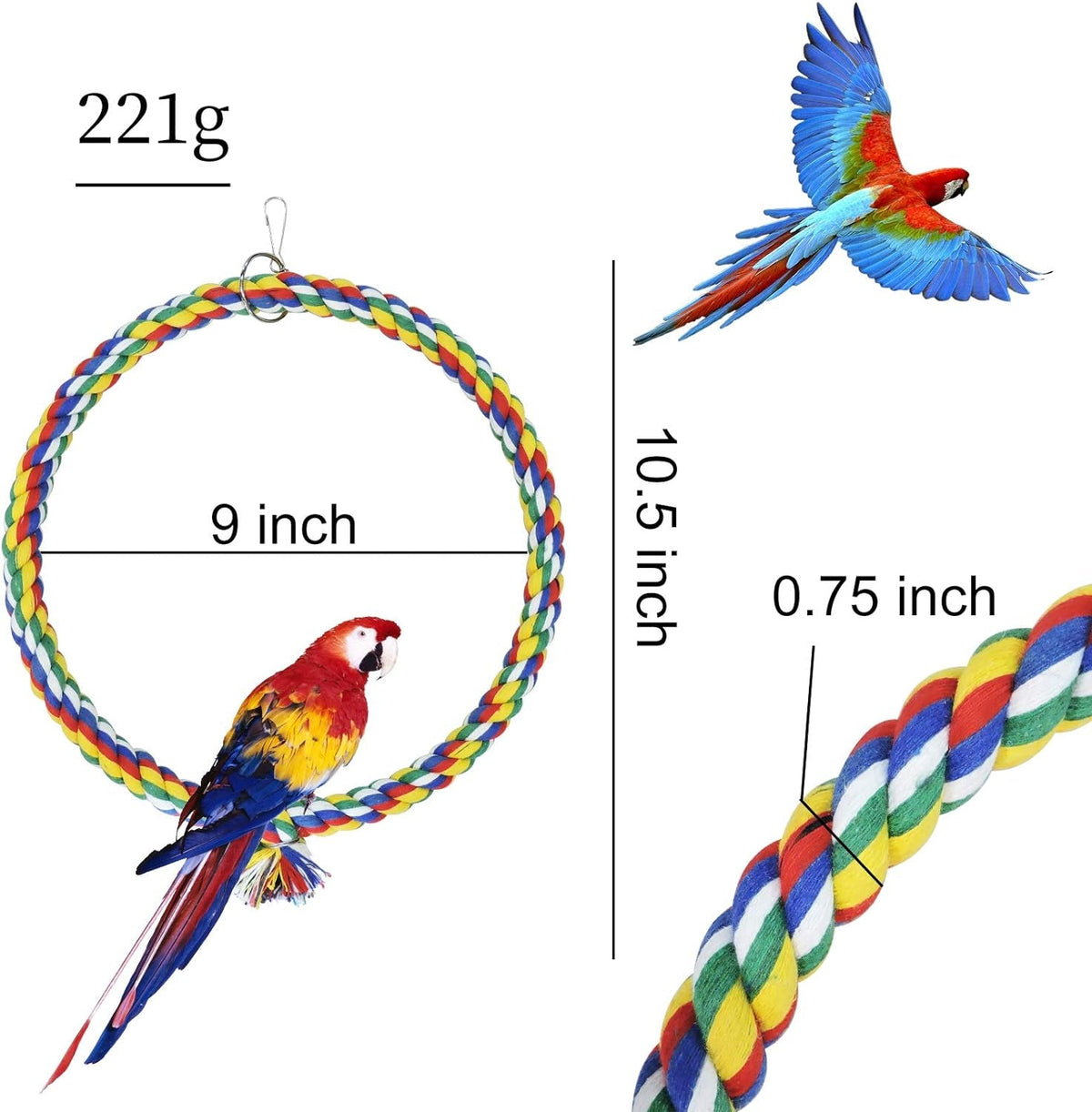 Cotton Rope Bird Swing for Budgies and Small Parrots