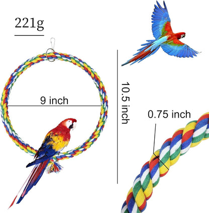 Cotton Rope Bird Swing for Budgies and Small Parrots