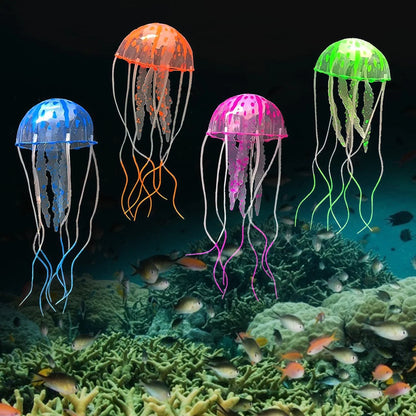 Glowing Jellyfish Aquarium Decorations, 4 Pack
