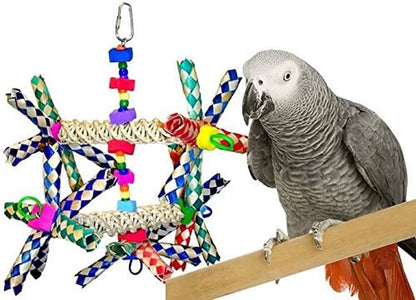 Wide Foraging Parrot Toy with Vine and Bamboo, 11 in