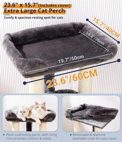 28 in Cat Tree with Window Perch, Hammock and Scratching Post