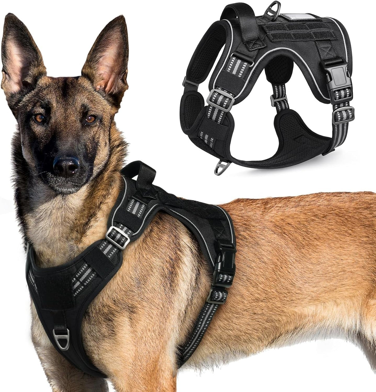 MOLLE Tactical No-Pull Dog Harness, Medium to Large