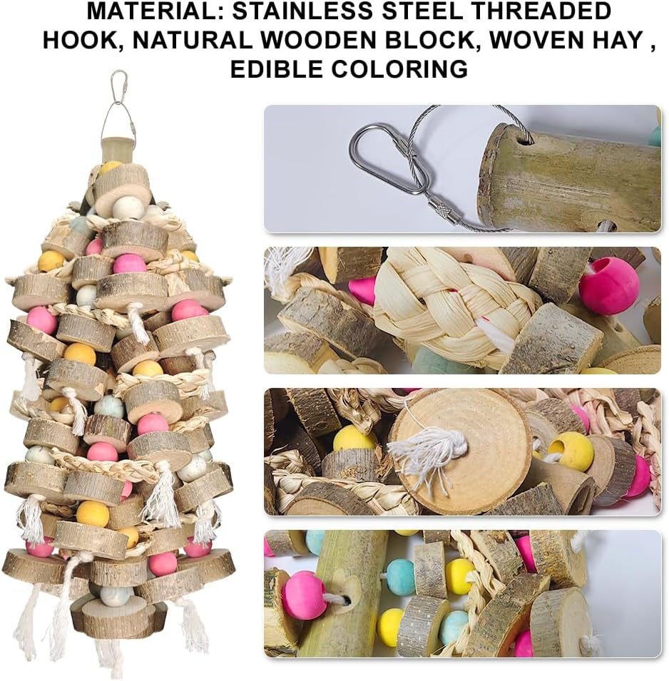 Natural Wood and Cotton Parrot Toy Bundle, 2 Pack