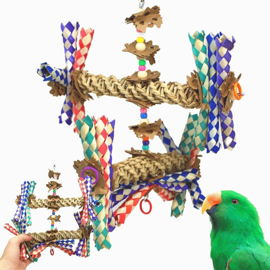 Wide Foraging Parrot Toy with Vine and Bamboo, 11 in