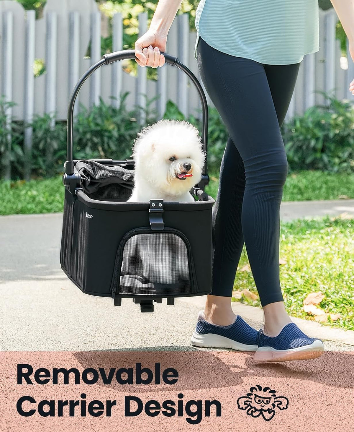 4-Wheel Foldable Pet Stroller with Removable Carrier, 33 lbs