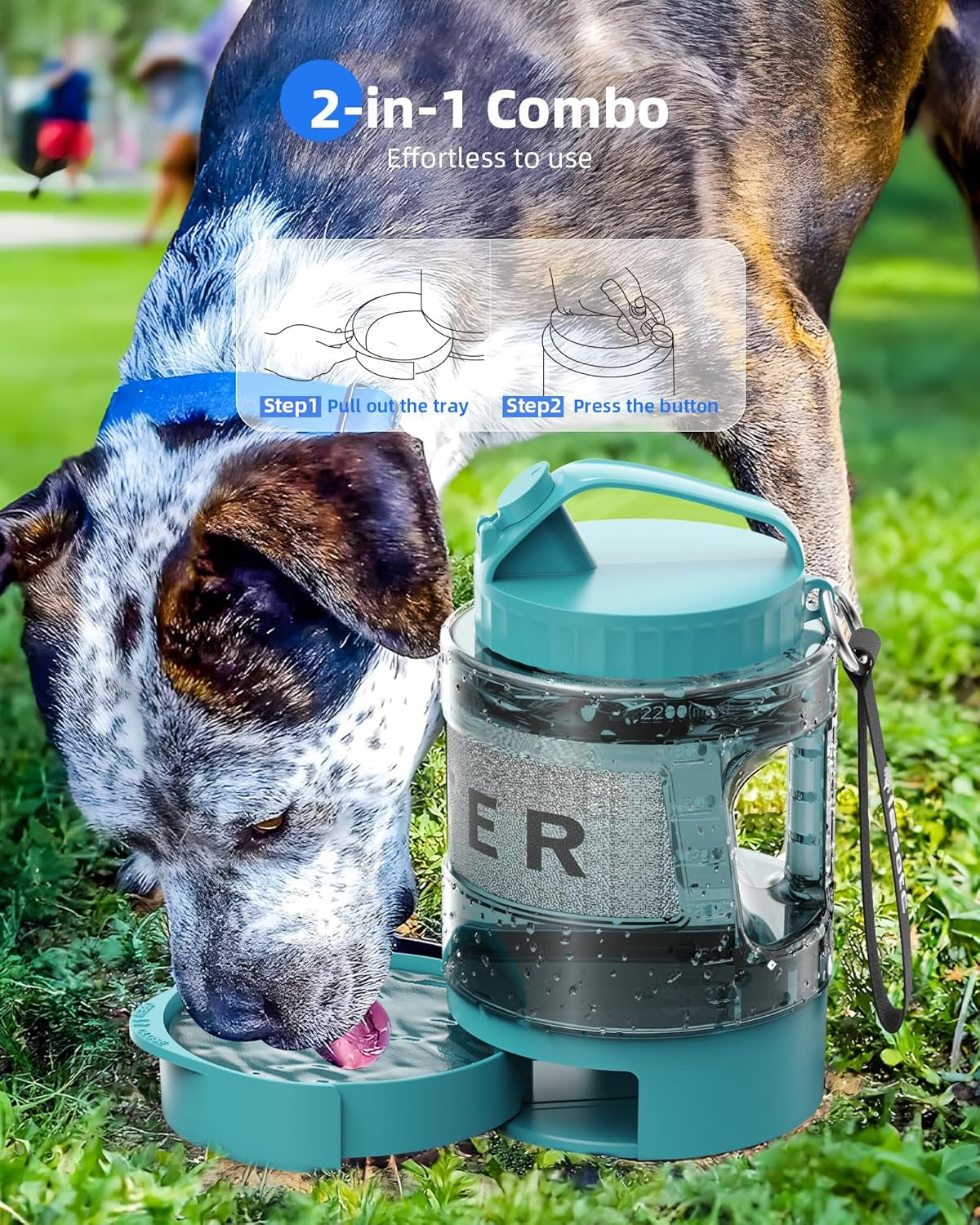 77 oz Dog Travel Water Bottle with Pull-Out Bowl