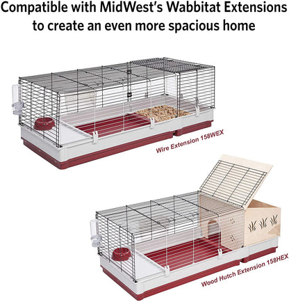 Wabbitat Deluxe Rabbit Home Cage, 39.5 x 23.75 x 19.75 in, Maroon/White