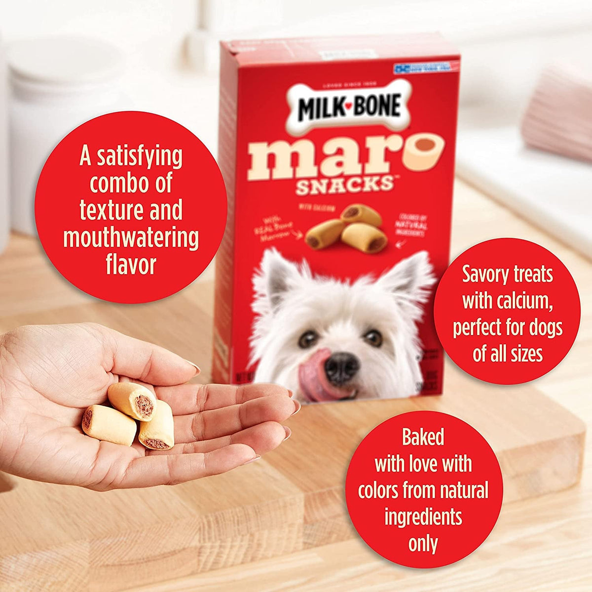 Milk-Bone MaroSnacks Dog Treats with Real Bone Marrow, Beef, 40 oz
