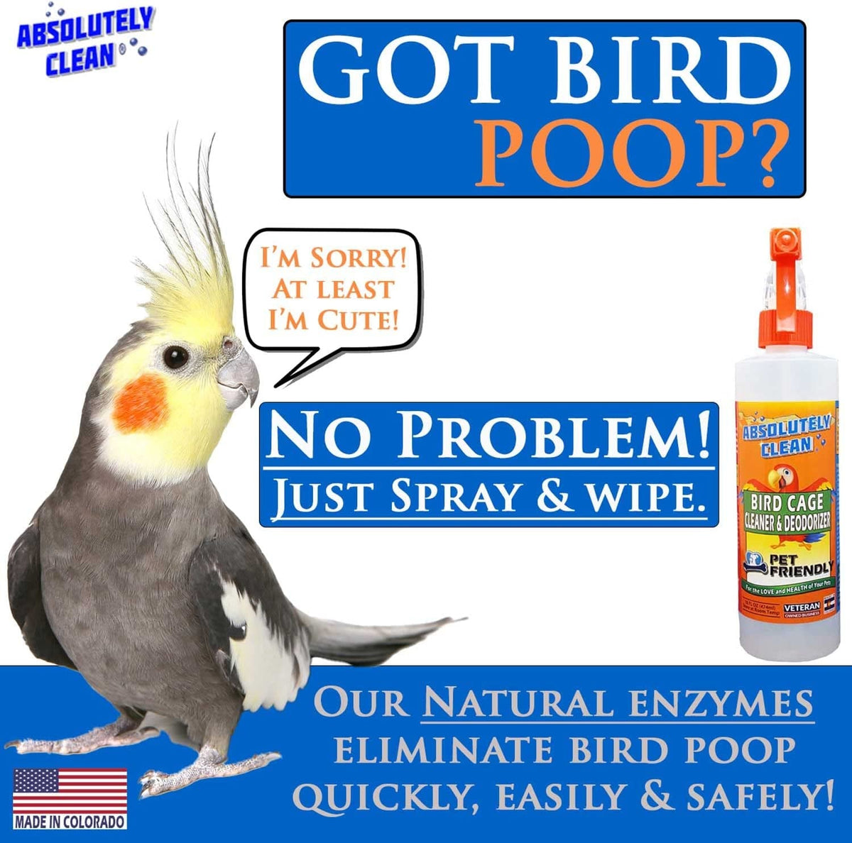 Bird Cage Cleaner and Deodorizer Concentrate, 16 oz
