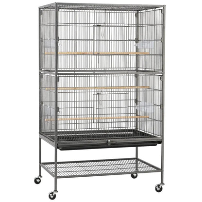 52 in Rolling Bird Cage with 3 Perches and 4 Feeders