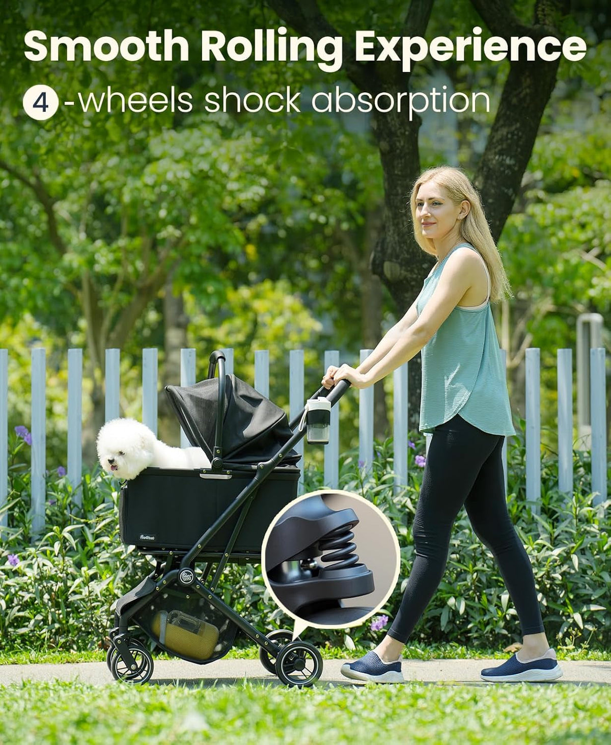 4-Wheel Foldable Pet Stroller with Removable Carrier, 33 lbs