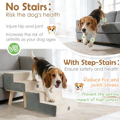 4-Step Foldable Dog Stairs and Ottoman Ramp