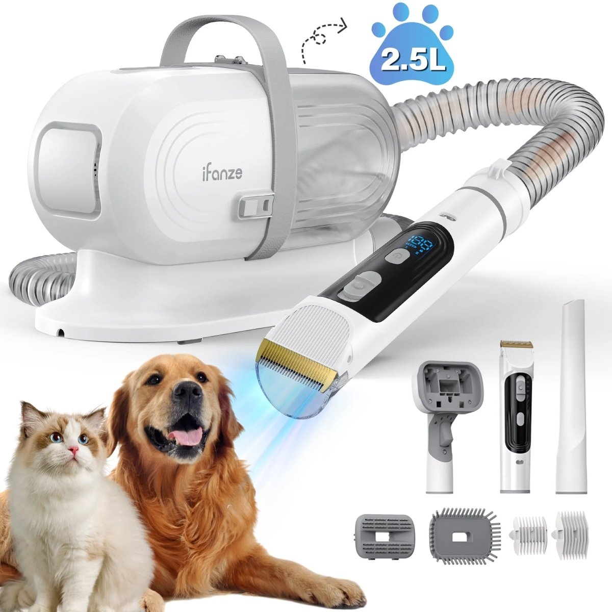 Dog Grooming Kit and Vacuum, 14 kPa with 2.5 L Tank