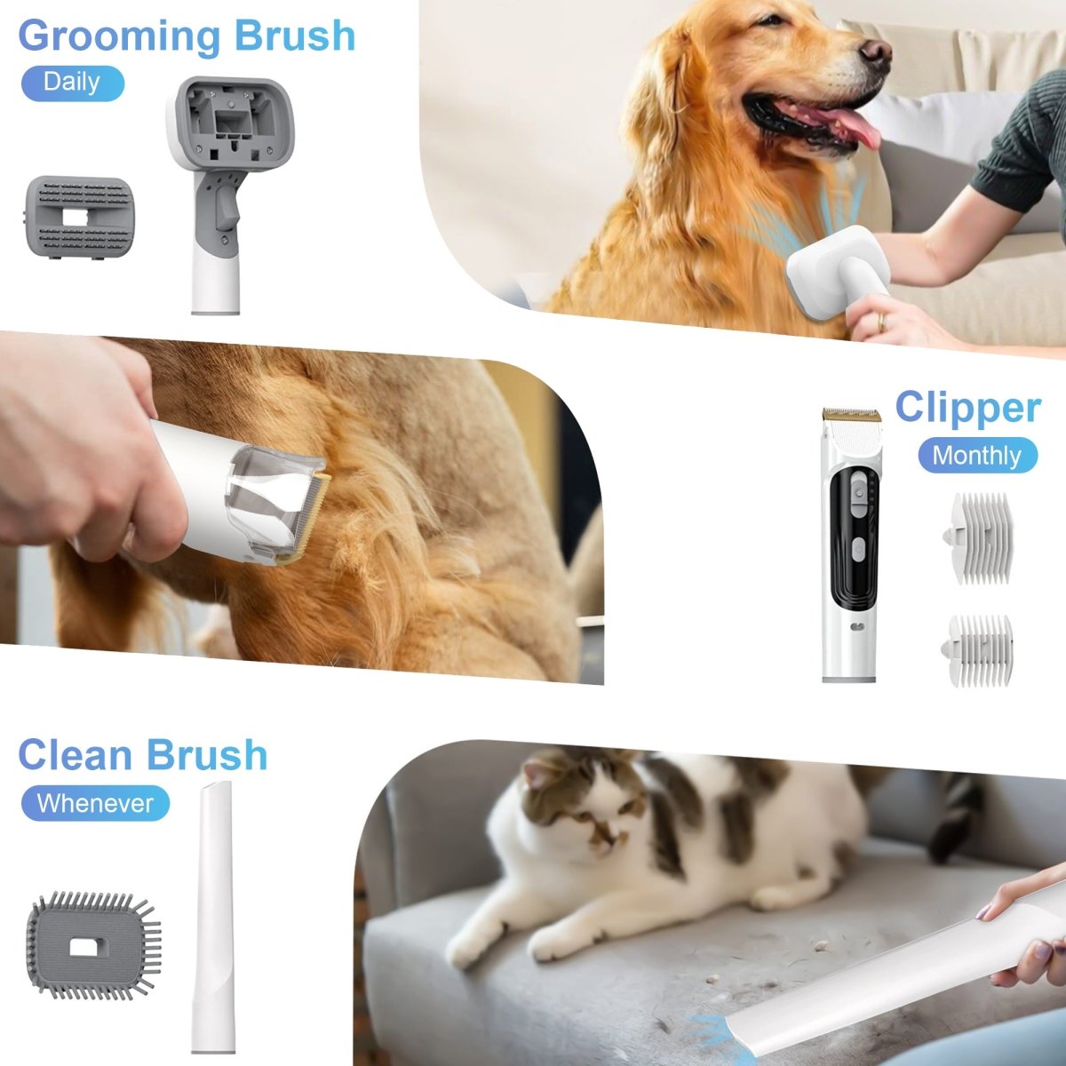 Dog Grooming Kit and Vacuum, 14 kPa with 2.5 L Tank