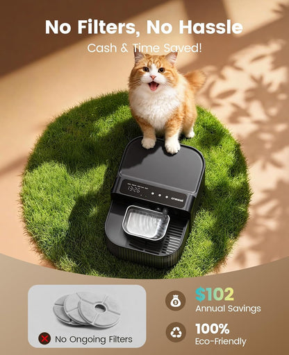 Filterless Wireless Cat Water Fountain, 3.5 L Steel