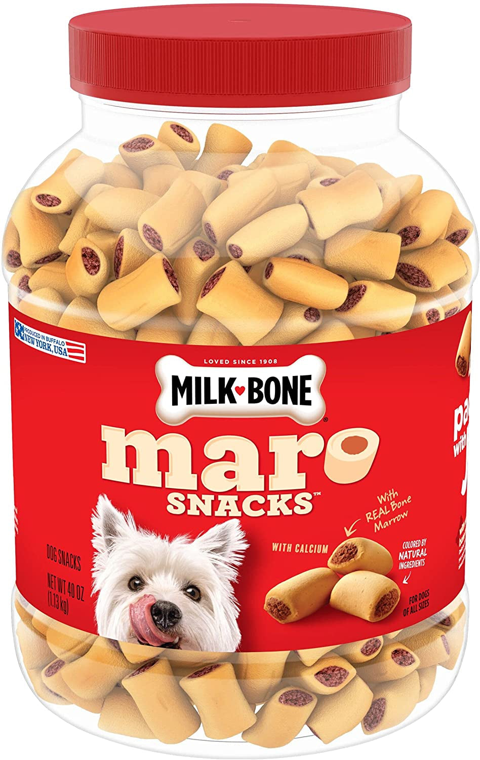 Milk-Bone MaroSnacks Dog Treats with Real Bone Marrow, Beef, 40 oz