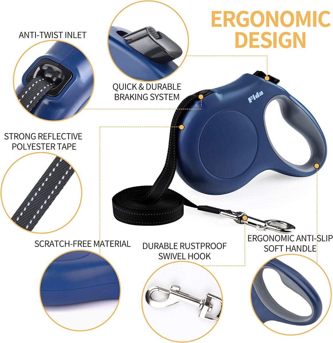 16 ft Retractable Dog Leash with Bag Dispenser