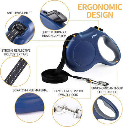16 ft Retractable Dog Leash with Bag Dispenser