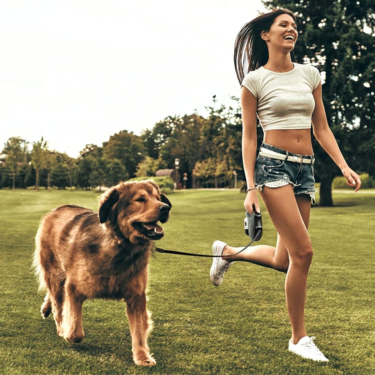 16 ft Retractable Dog Leash with Bag Dispenser