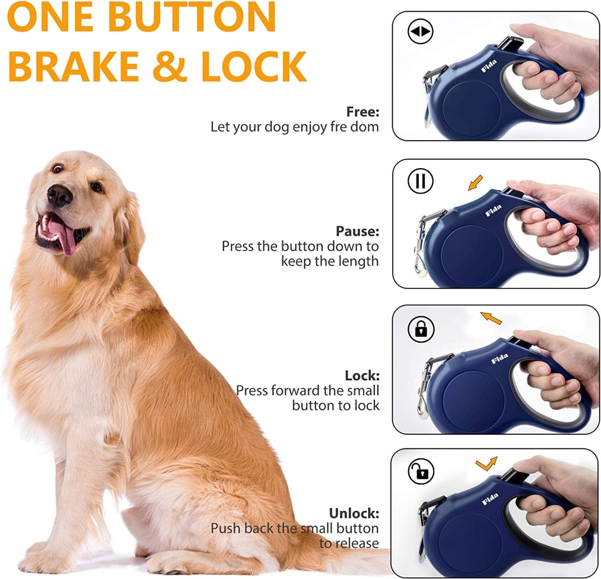 16 ft Retractable Dog Leash with Bag Dispenser