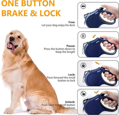 16 ft Retractable Dog Leash with Bag Dispenser