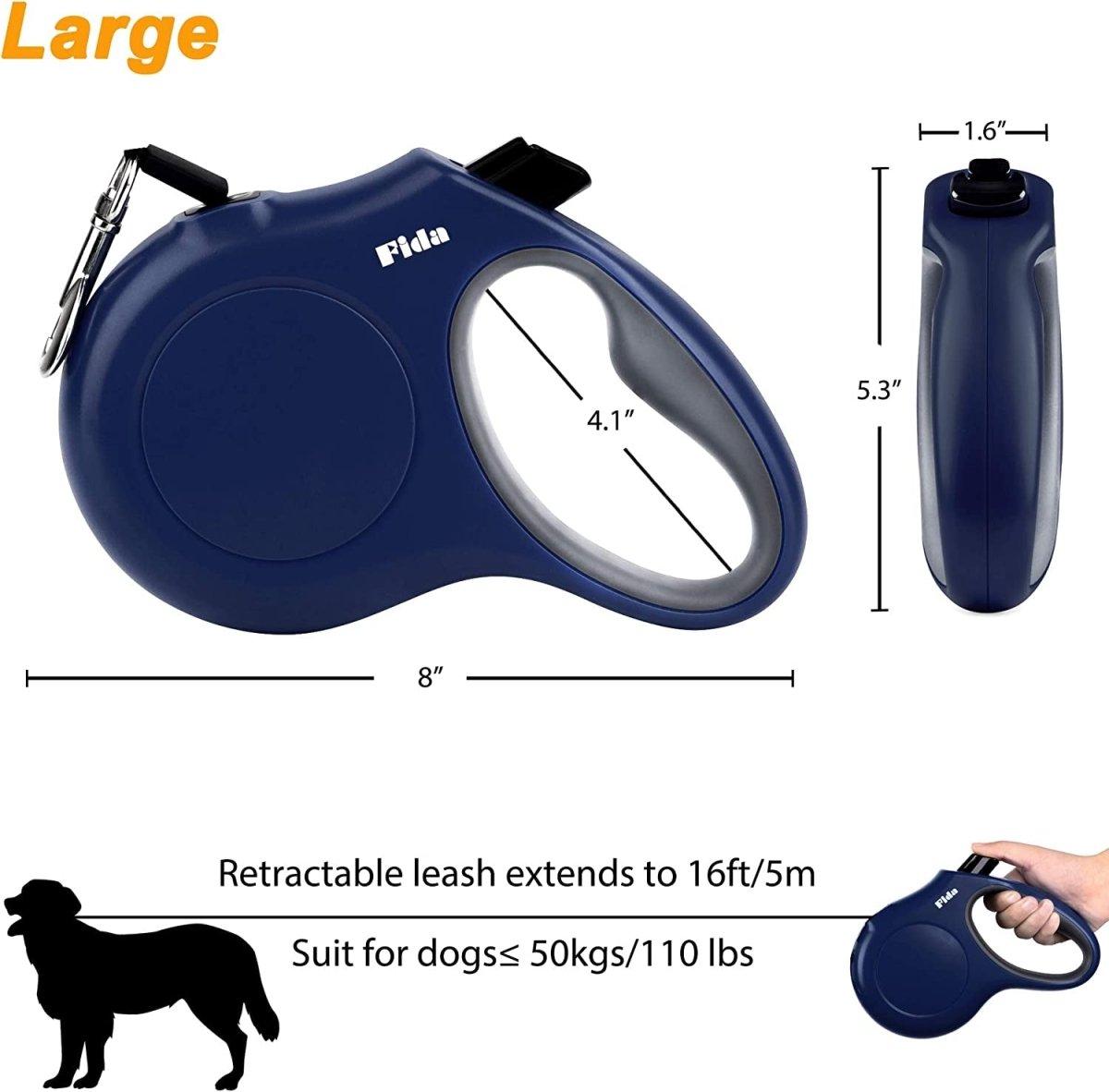 16 ft Retractable Dog Leash with Bag Dispenser