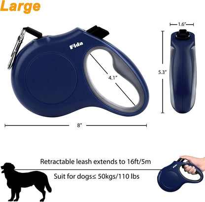 16 ft Retractable Dog Leash with Bag Dispenser
