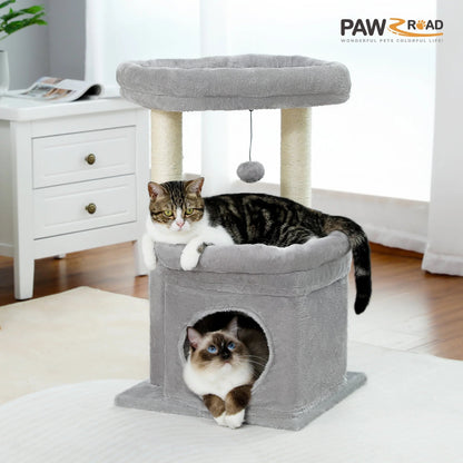 27 in Multi-Level Cat Tree Condo with Perches, Gray