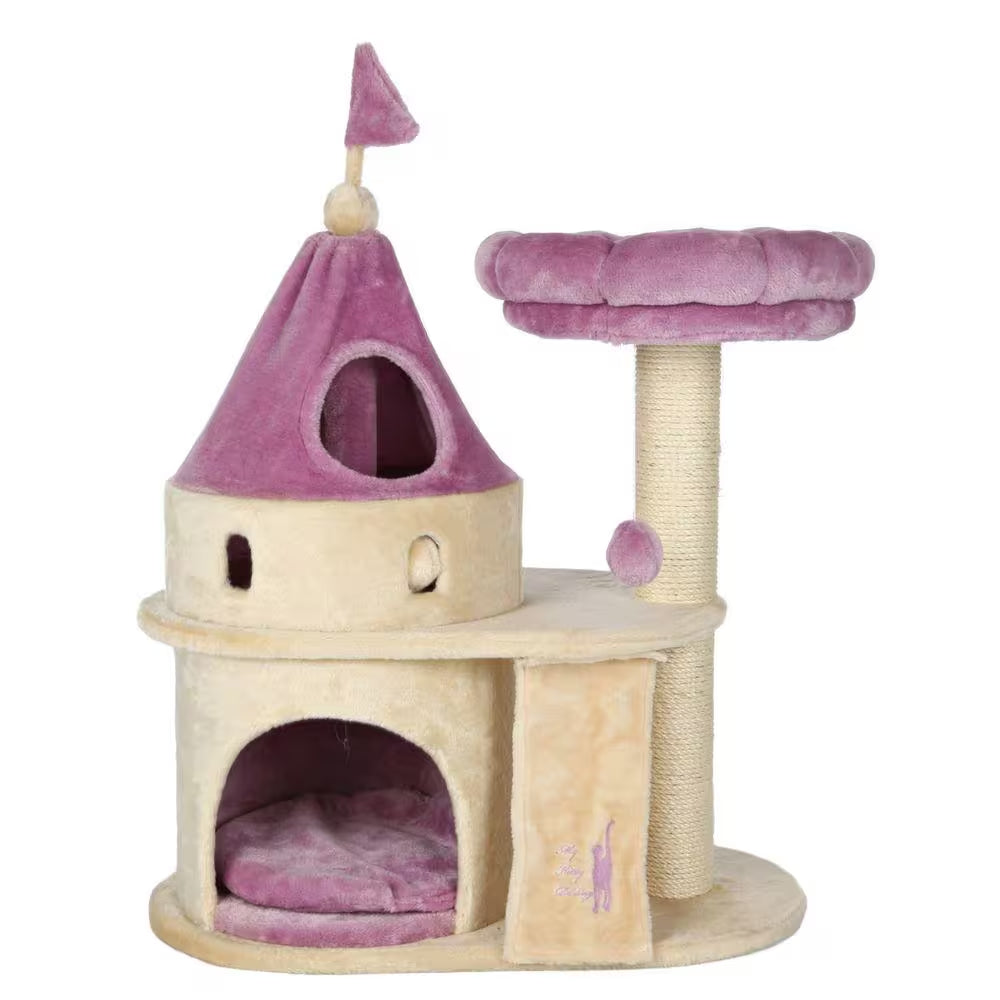 My Kitty Darling Cat Castle, Beige and Purple