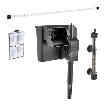 29 Gallon Glass Aquarium Starter Kit, Black