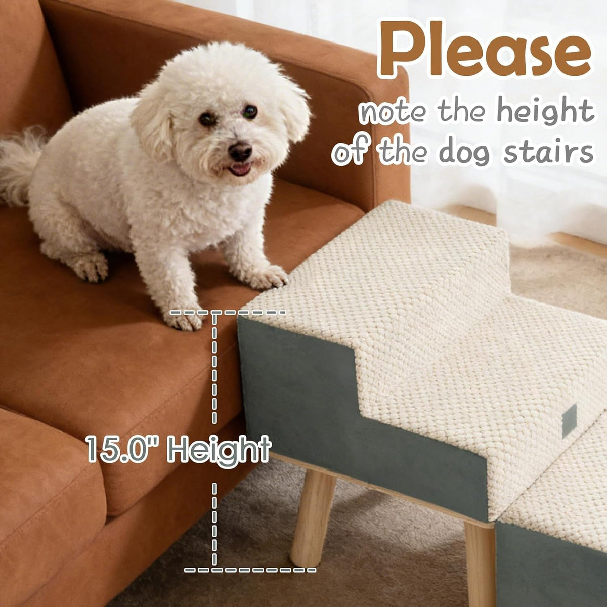 4-Step Foldable Dog Stairs and Ottoman Ramp