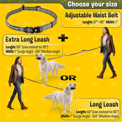 Hands-Free Dog Leash for Large Dogs, Adjustable Waist Belt
