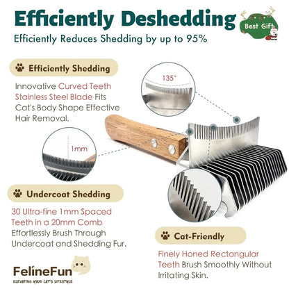 2-in-1 Dematting and Deshedding Brush for Long-Haired Cats
