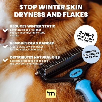 2-in-1 Deshedding and Dematting Brush for Dogs and Long-Haired Cats