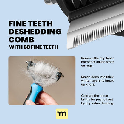 2-in-1 Deshedding and Dematting Brush for Dogs and Long-Haired Cats